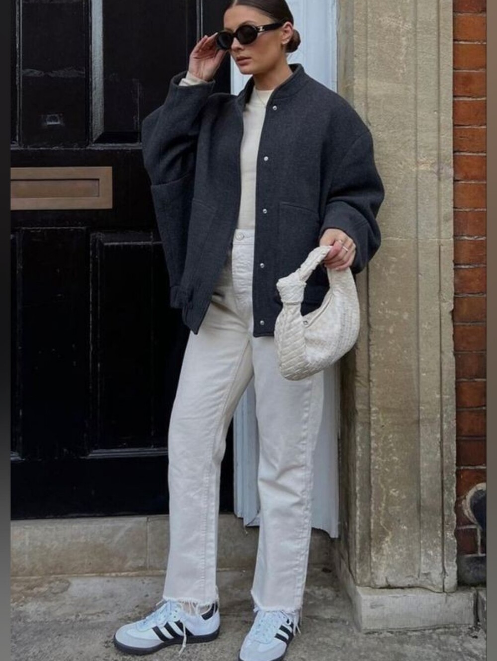 ZARA Navy Blue Wool Bomber Jacket